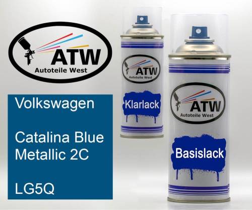 Volkswagen, Catalina Blue Metallic 2C, LG5Q: 400ml Sprühdose + 400ml Klarlack - Set, von ATW Autoteile West.